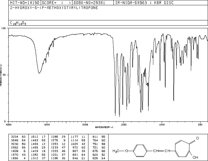 2-Hydroxy-5-(p-methoxystyryl)tropone(30057-16-0) IR1