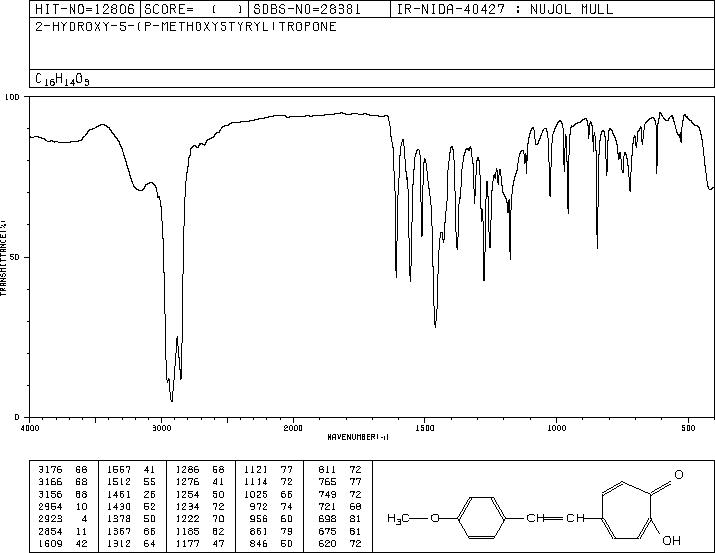 2-Hydroxy-5-(p-methoxystyryl)tropone(30057-16-0) IR1
