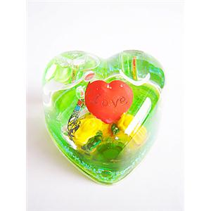 love heart shape colorful liquid snow globe