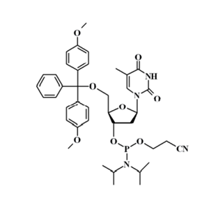 5'-(4,4'-二甲氧基三苯基)-3'-脱氧胸苷 2'-(2-氰乙基-N,N-二异丙基)亚磷酰胺