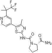 CAS 登录号：1217486-61-7, BYL-719, (2S)-N1-[4-甲基-5-[2-(2,2,2-三氟-1,1-二甲基乙基)-4-吡啶基]-2-噻唑基]-1,2-吡咯烷二甲酰胺
