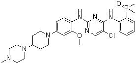 CAS # 1197953-54-0, Brigatinib, 5-Chloro-N4-[2-(dimethylphosphinyl)phenyl]-N2-[2-methoxy-4-[4-(4-methyl-1-piperazinyl)-1-piperidinyl]phenyl]-2,4-pyrimidinediamine, AP 26113