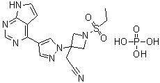 CAS 登录号：1187595-84-1, [1-(乙基磺酰基)-3-[4-(7H-吡咯并[2,3-d]嘧啶-4-基)-1H-吡唑-1-基]氮杂环丁烷-3-基]乙腈磷酸盐