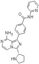 CAS 登录号：1420478-90-5, 4-[8-氨基-3-(2S)-2-吡咯烷基咪唑并[1,5-a]吡嗪-1-基]-N-2-吡啶基苯甲酰胺