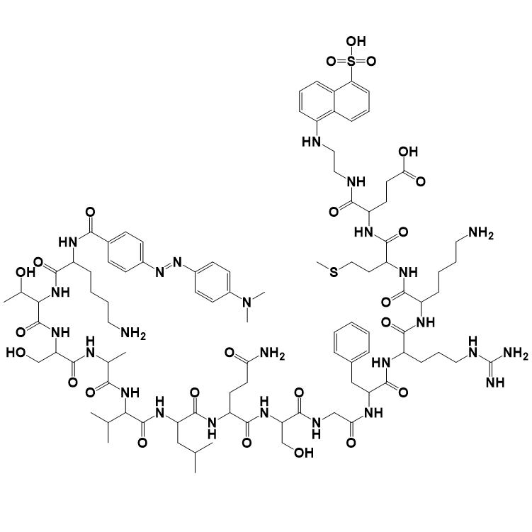 DABCYL-Lys-HCoV-SARS Replicase Polyprotein 1ab (3235-3246)-Glu-EDANS 730985-86-1.png