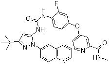 CAS 登录号：1020172-07-9, DCC-2036, N-[3-叔丁基-1-(喹啉-6-基)-1H-吡唑-5-基]-N'-[2-氟-4-[(2-(甲基氨基甲酰基)吡啶-4-基)氧]苯基]脲