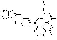 CAS 登录号：1034305-21-9, (1S)-1,5-脱水-1-C-[3-(苯并[b]噻吩-2-基甲基)-4-氟苯基]-D-山梨糖醇 2,3,4,6-四乙酸酯