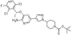 CAS 登录号：877399-51-4, 4-[4-[6-氨基-5-[[(R)-1-(2,6-二氯-3-氟苯基)乙基]氧基]吡啶-3-基]吡唑-1-基]哌啶-1-羧酸叔丁酯