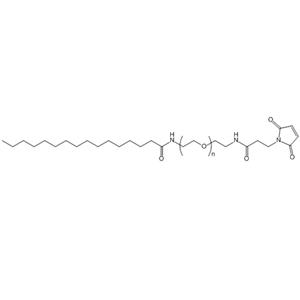 Palmitic acid-PEG-Mal，棕榈酸-聚乙二醇-马来酰亚胺