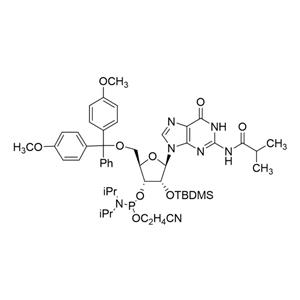 Guanosine, 5'-O-[bis(4-methoxyphenyl)phenylmethyl]-2'-O-[(1,1-dimethylethyl)dimethylsilyl]-N-(2-methyl-1-oxopropyl)-, 3'-[2-cyanoethyl bis(1-methylethyl)phospho