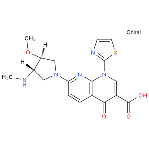 7-((3S,4S)-3-methoxy-4-(methylamino)pyrrolidin-1-yl)-4-oxo-1-(thiazol-2-yl)-1,4-dihydro-1,8-naphthyridine-3-carboxylic acid