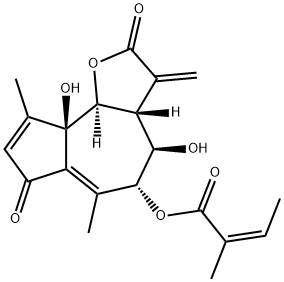 (Z)-2-Methyl-2-butenoic acid (3aR)-2,3,3a,4,5,7,9a,9bα-octahydro-4β,9aβ-dihydroxy-6,9-dimethyl-3-methylene-2,7-dioxoazuleno[4,5-b]furan-5α-yl ester Structure