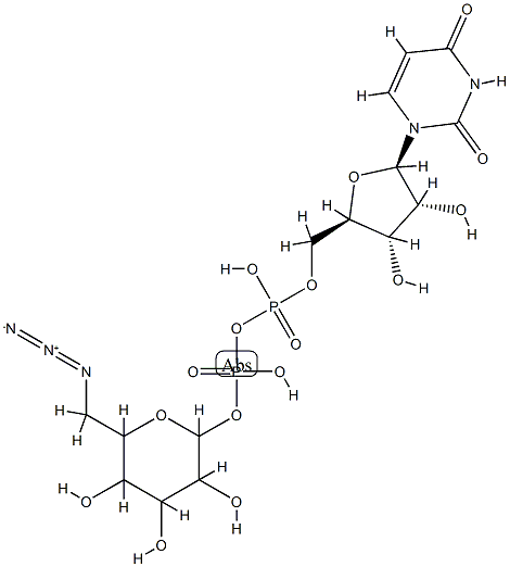 Uridine 5'-(trihydrogen diphosphate) P'-(6-azido-6-deoxy-alpha-D-glucopyranosyl) ester Structure
