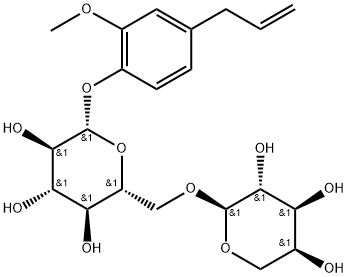 [2-メトキシ-4-(2-プロペニル)フェニル]6-O-(α-L-アラビノピラノシル)-β-D-グルコピラノシド 化学構造式