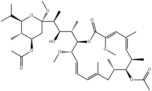 21-O-Acetyl-21-O-de(3-carboxy-1-oxo-2-propenyl)-2-demethyl-2-methoxy-24-methyl-19-O-methylhygrolidin 7-acetate Struktur