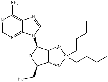 2-(6-aminopurin-9-yl)-5-(hydroxymethyl)oxolane-3,4-diol: dibutyltin Structure