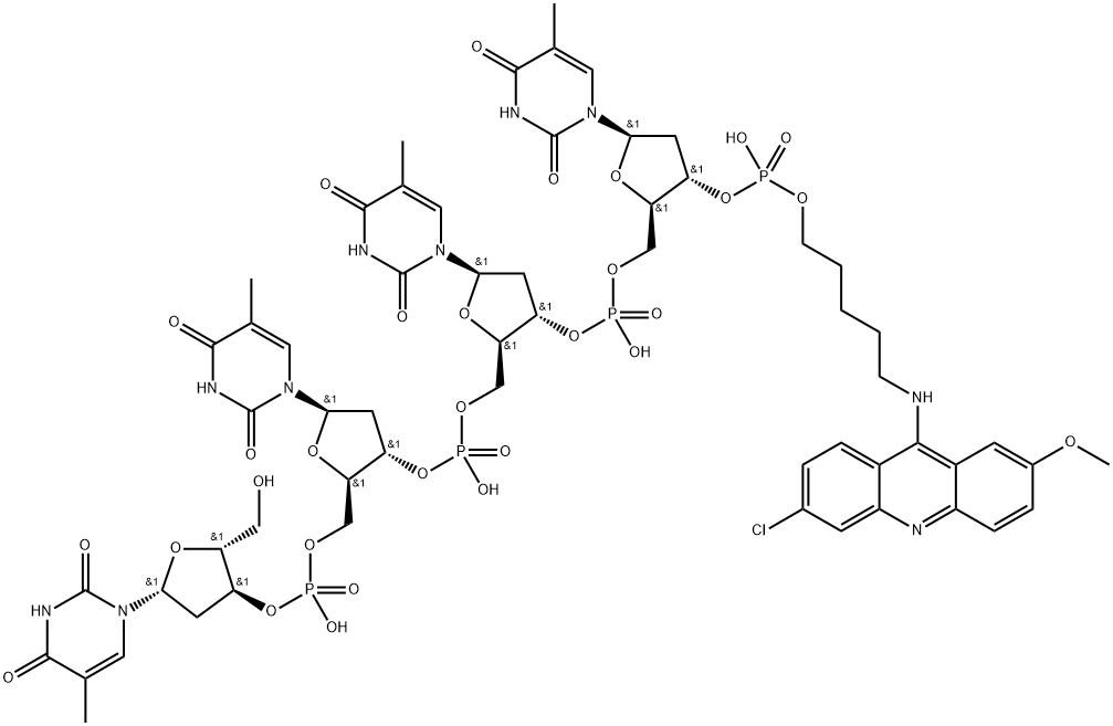 2-methoxy-6-chloro-9-aminoacridinyl-N-pentamethylene tetrathymidylic acid Structure