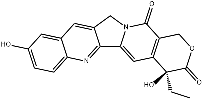 (4S)-4α-エチル-4,9-ジヒドロキシ-1H-ピラノ[3',4':6,7]インドリジノ[1,2-b]キノリン-3,14(4H,12H)-ジオン 化学構造式