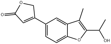 4-[2-(1-hydroxyethyl)-3-methyl-5-benzofuryl]furan-2(5H)-one Structure
