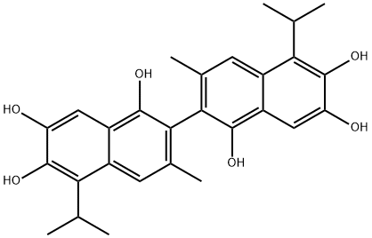 [2,2'-Binaphthalene]-1,1',6,6',7,7'-hexol, 3,3'-diMethyl-5,5'-bis(1-Methylethyl)- Structure