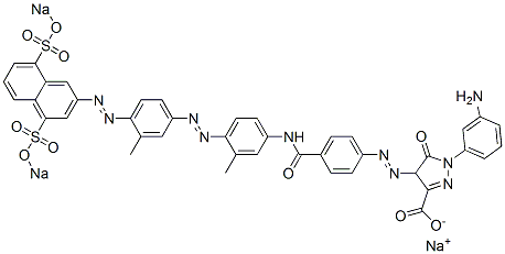 1-(3-Aminophenyl)-4,5-dihydro-4-[[4-[[3-methyl-4-[[3-methyl-4-[[4,8-bis(sodiosulfo)-2-naphthalenyl]azo]phenyl]azo]phenyl]aminocarbonyl]phenyl]azo]-5-oxo-1H-pyrazole-3-carboxylic acid sodium salt Structure
